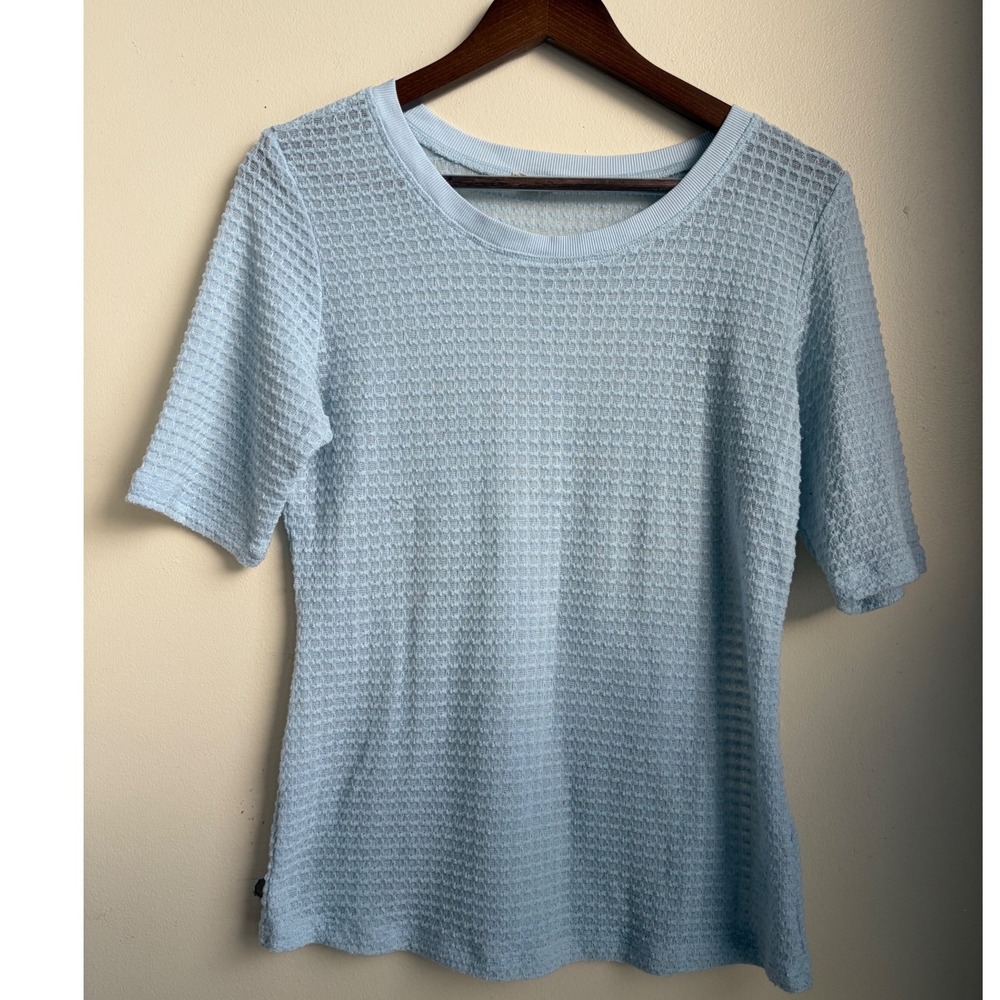 Pilcro and the Letterpress Light Blue Textured Waffle Knit Short Sleeve Top L